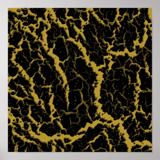 Gebarsten Space Lava - Goud Poster (Voorkant)