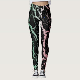 Gebarsten Space Lava - Groen/Wit/Rood Leggings