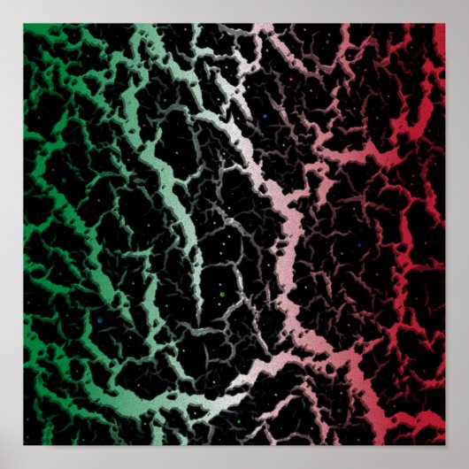 Gebarsten Space Lava - Groen/Wit/Rood Poster (Voorkant)