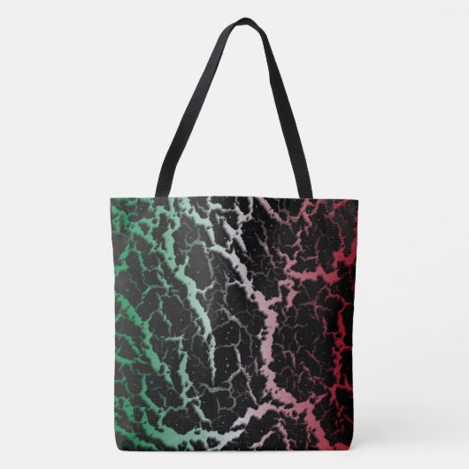 Gebarsten Space Lava - Groen/Wit/Rood Tote Bag (Voorkant)
