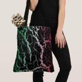 Gebarsten Space Lava - Groen/Wit/Rood Tote Bag (Dichtbij)