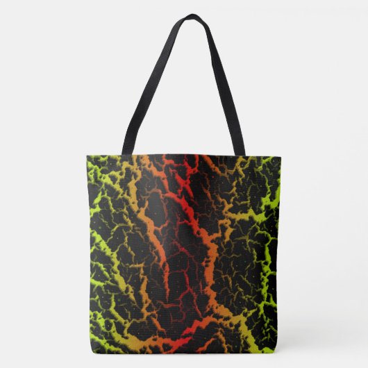 Gebarsten Space Lava - Limoen/Rood Tote Bag (Voorkant)