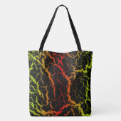 Gebarsten Space Lava - Limoen/Rood Tote Bag (Achterkant)
