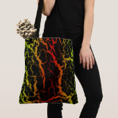 Gebarsten Space Lava - Limoen/Rood Tote Bag (Dichtbij)