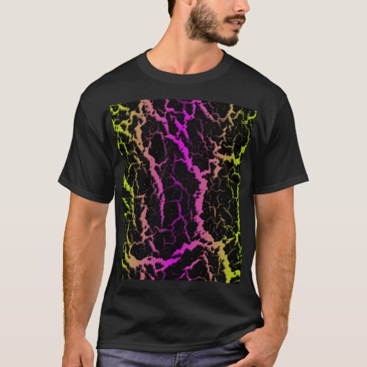 Gebarsten Space Lava - Limoen/Roze T-shirt (Voorkant)