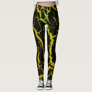 Gebarsten Space Lava - Oranje/Limoen Leggings