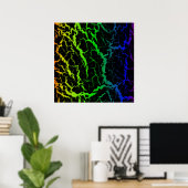 Gebarsten Space Lava - Regenboog OYGBP Poster (Thuiskantoor)