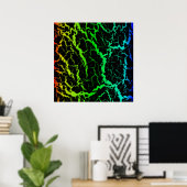 Gebarsten Space Lava - Regenboog RYGCB Poster (Thuiskantoor)