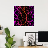 Gebarsten Space Lava - Roze/Oranje Poster (Thuiskantoor)