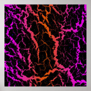 Gebarsten Space Lava - Roze/Oranje Poster