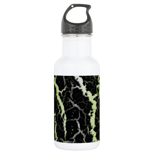 Gebarsten Space Lava - Wit/Lime Waterfles (Voorkant)