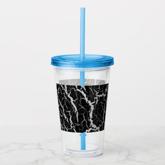 Gebarsten Space Lava - Wit/Zilver Acryl Drinkbeker (Voorkant)