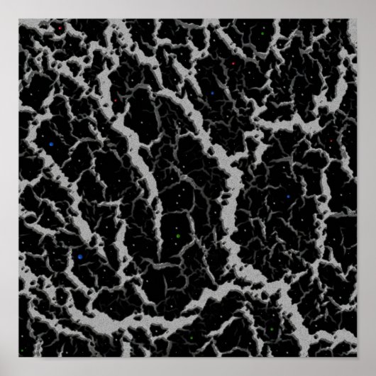Gebarsten Space Lava - Zilver Poster (Voorkant)