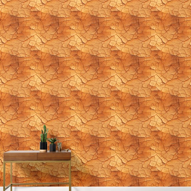 Gebarsten terracotta geometrisch patroon behang (Hal)