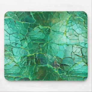 Gebarsten textuur in tinten groen en turquoise muismat