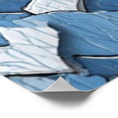 Gebarsten verf Abstract: blauw verweerd oppervlak Poster (Hoek)