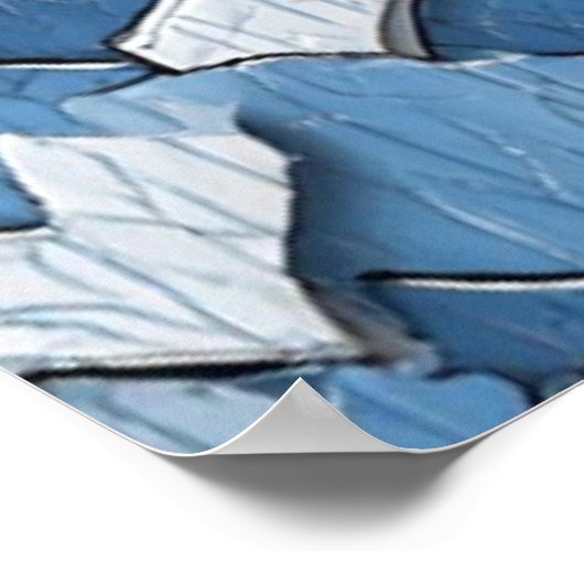 Gebarsten verf Abstract: blauw verweerd oppervlak Poster (Hoek)