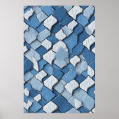 Gebarsten verf Abstract: blauw verweerd oppervlak Poster (Voorkant)