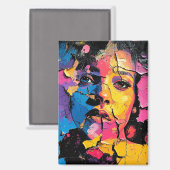 Gebarsten verf muurschildering schoonheid huid die magneet (Voorkant / Achterkant)