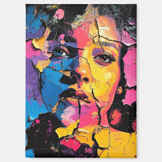 Gebarsten verf muurschildering schoonheid huid die magneet (Voorkant)