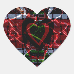 Gebarsten vlag: Houd het simpel - Keniaanse veerkr Hart Sticker
