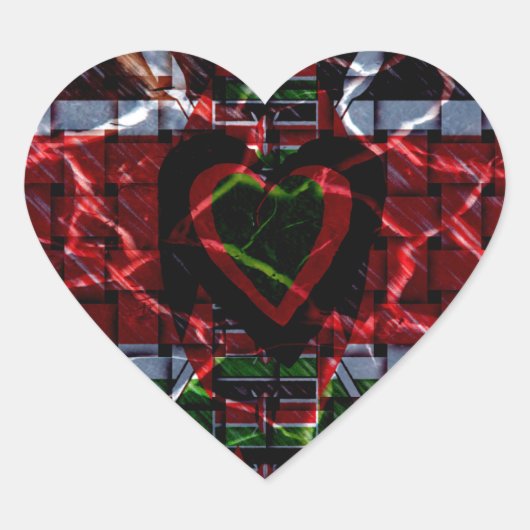 Gebarsten vlag: Houd het simpel - Keniaanse veerkr Hart Sticker (Voorkant)
