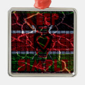 Gebarsten vlag: Houd het simpel - Keniaanse veerkr Metalen Ornament (Voorkant)