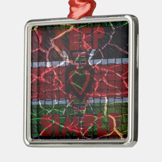 Gebarsten vlag: Houd het simpel - Keniaanse veerkr Metalen Ornament (Links)