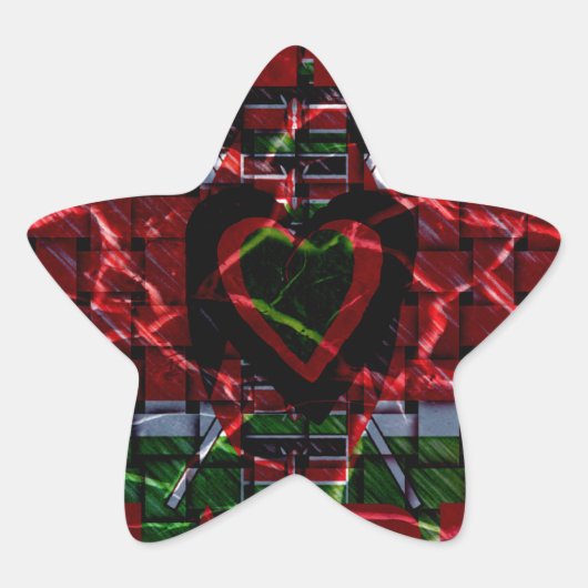 Gebarsten vlag: Houd het simpel - Keniaanse veerkr Ster Sticker (Voorkant)