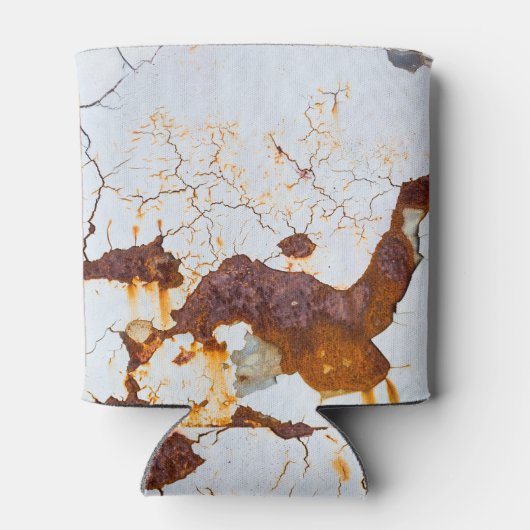 Gebarsten witte verf, roestige auto. blikjeskoeler (Achterkant)