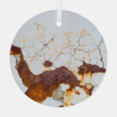 Gebarsten witte verf, roestige auto. glas ornament (Achterkant)