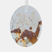 Gebarsten witte verf, roestige auto. glas ornament (Voorkant Rechts)