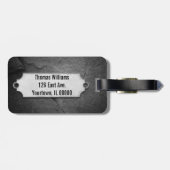 gebarsten zwarte steenstructuur met metalen label bagagelabel (Achterkant horizontaal)