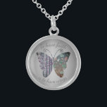 gebatterde vlinderdwaliteit sterling zilver ketting<br><div class="desc">patroonvlinder met citaat "Het geloof hebben is vleugels hebben"</div>