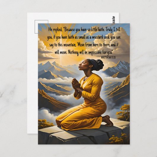 Gebed beweegt het Briefkaart van het geloof (Voorkant / Achterkant)