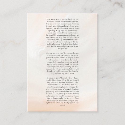 Gebed bij de dageraad van Ouderling Sophrony Praye Plaatskaartje (Achterkant)