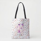 Gebed bloemig monogram met herfstpatroon - F Tote Bag (Voorkant)