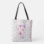 Gebed bloemig monogram met herfstpatroon - F Tote Bag (Achterkant)