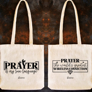 Gebed is mijn liefdestaal Christelijk citaat Tote Bag