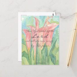 Gebed Kaart 1 Corinthians Roze Calla Lily Flowers