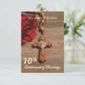 Gebed Kaart Naam 10e Ordinatie Jubileum Roos (Staand voorkant)