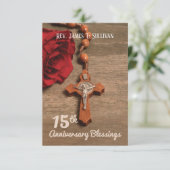 Gebed Kaart Naam 15e Ordinatie Jubileum Roos (Staand voorkant)