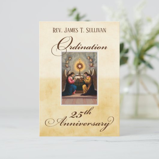 Gebed Kaart Naam 25e Ordinatie Jubileum Altaar (Staand voorkant)