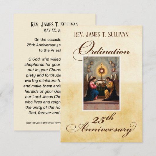 Gebed Kaart Naam 25e Ordinatie Jubileum Altaar (Voorkant / Achterkant)