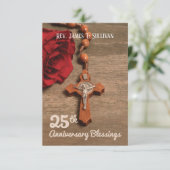 Gebed Kaart Naam 25e Ordinatie Jubileum Roos (Staand voorkant)