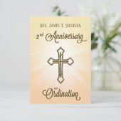 Gebed Kaart Naam 2e Ordinatie Jubileum Kruis (Staand voorkant)