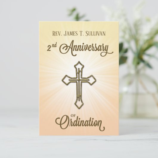 Gebed Kaart Naam 2e Ordinatie Jubileum Kruis (Staand voorkant)