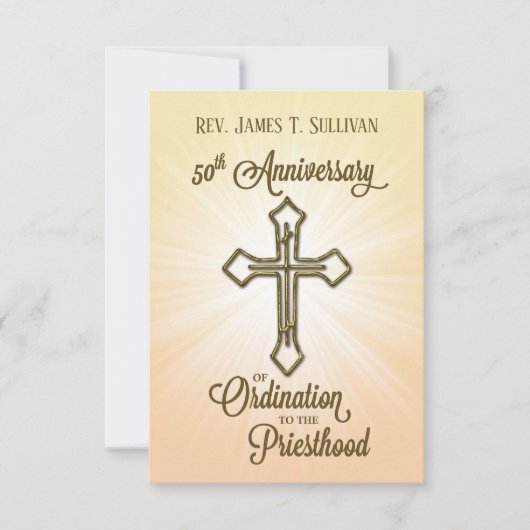 Gebed Kaart Naam 50e Ordinatie Jubileum Kruis (Voorkant)