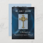 Gebed Kaart Naam 65e Ordinatie Jubileum Blauw (Voorkant / Achterkant)