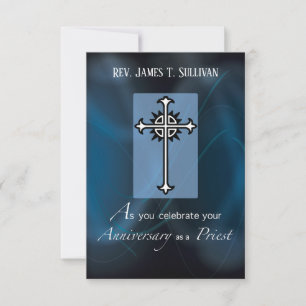 Gebed Kaart Naam Ordinatie Jubileum Navy Blue